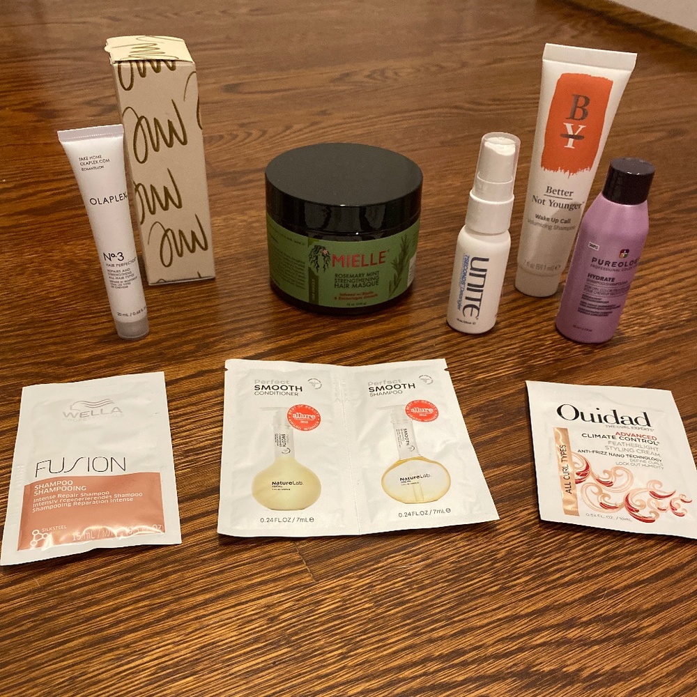 9-piece Haircare Sampler w/2 FULL-SIZE Prods (Mielle Masque and JVN Shine Drops)